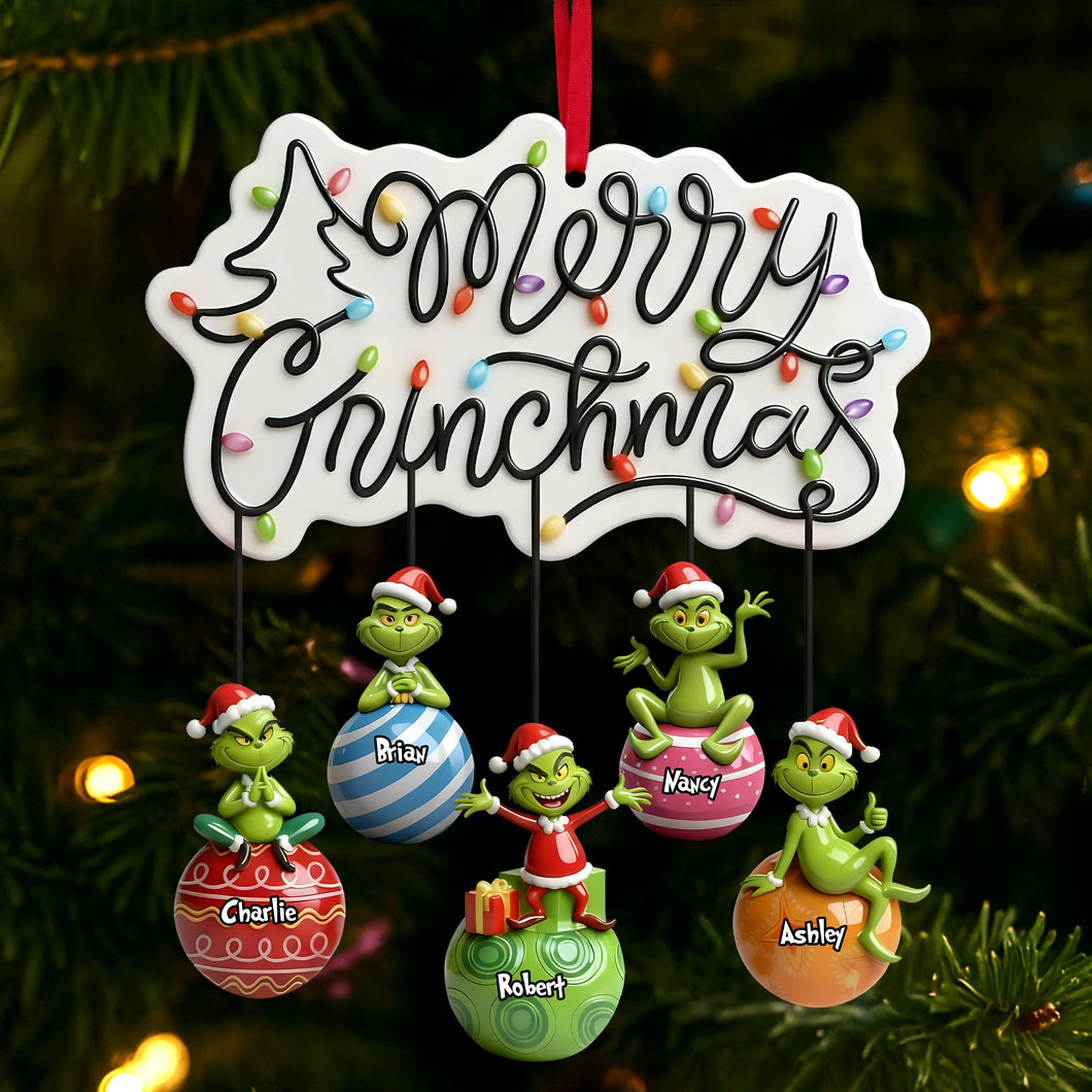 Merry Grinchmas Hanging Ornament - Personalized Christmas Gift for Family & Friends Ornament PopCulturePrints