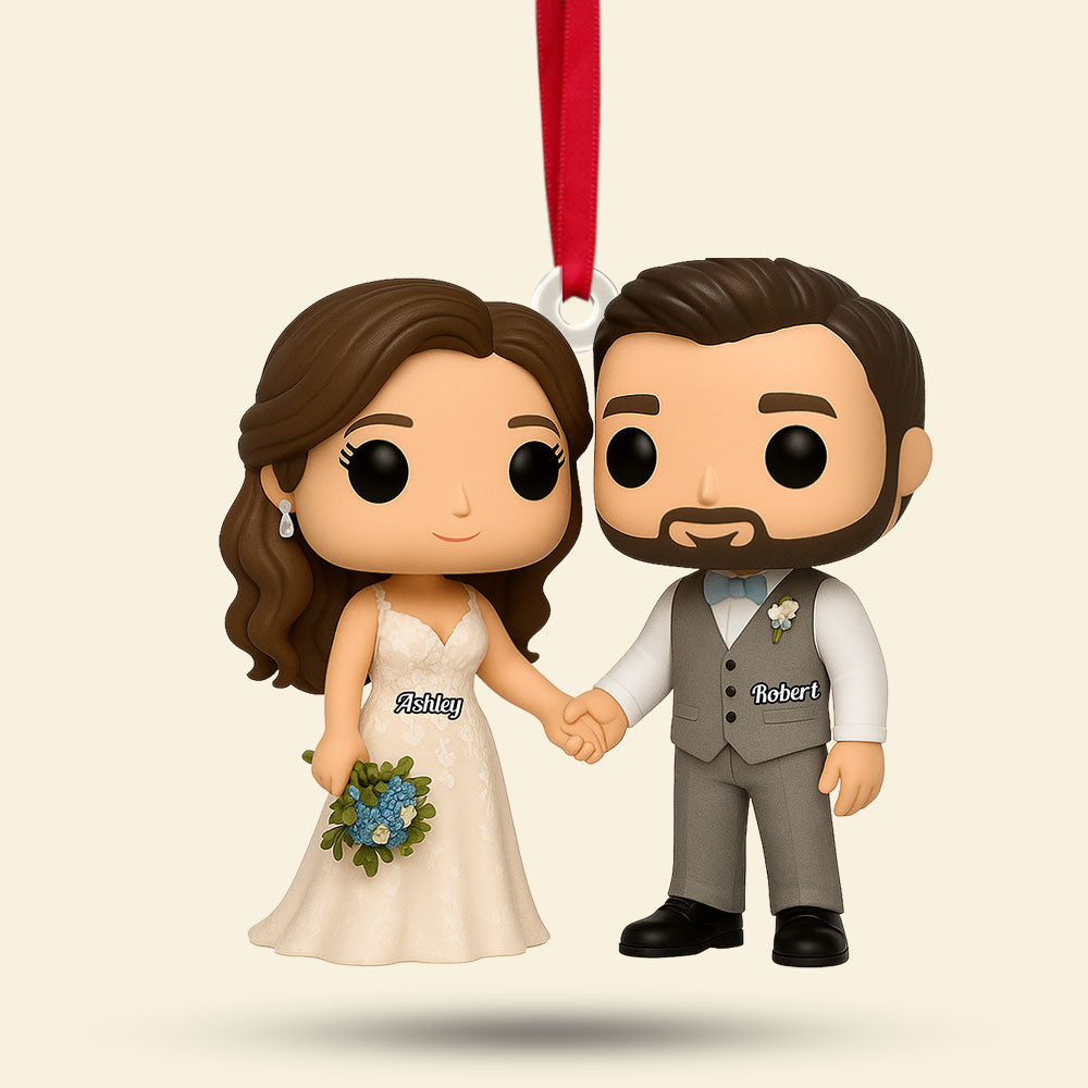 Love Captured: Custom Cartoon Wedding Ornament - Unique Personalized Gift for Couples Ornament PopCulturePrints