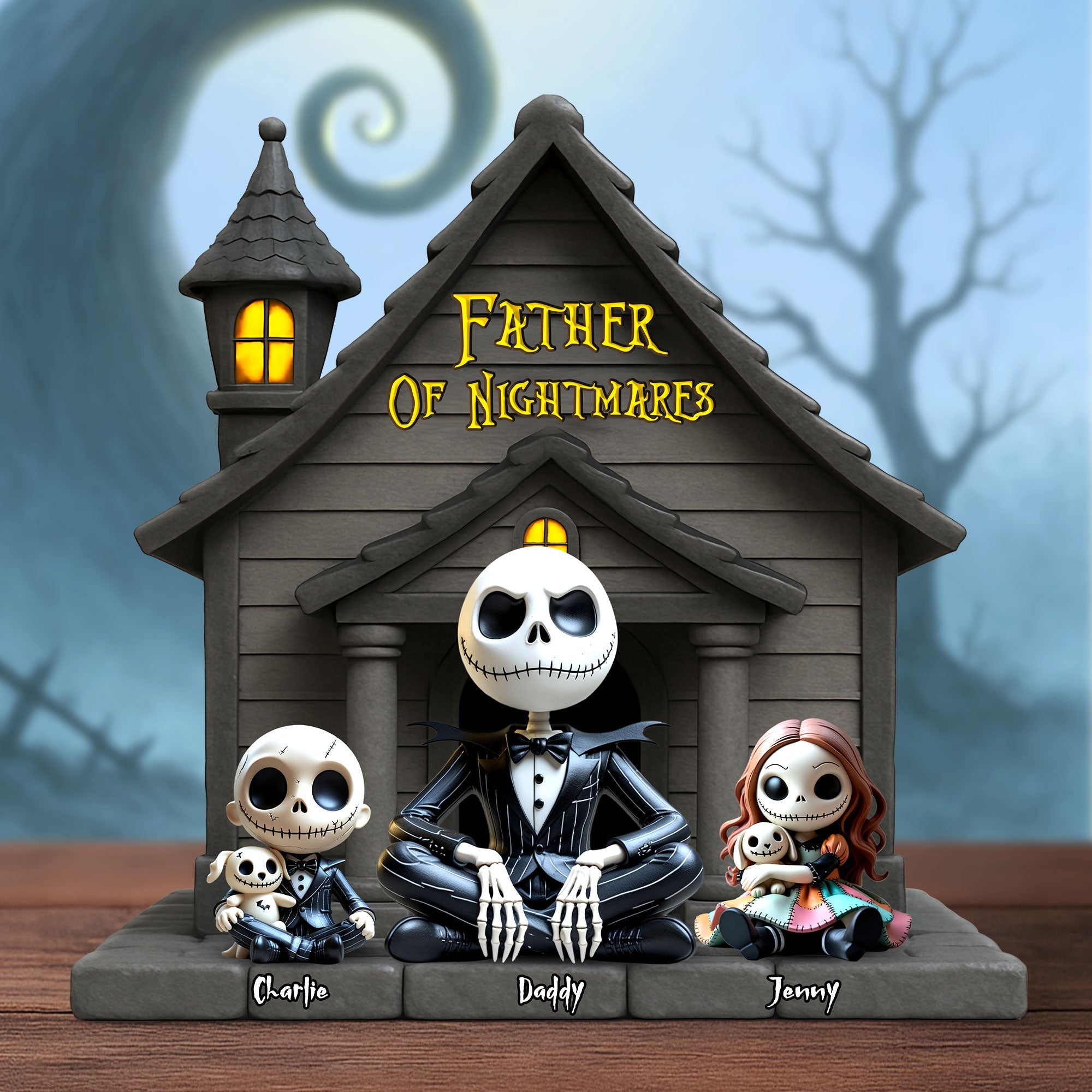 “Father of Nightmares” - Unique Personalized Dad Plaque - Custom Gift for Dads, Grandpas and More Shaped Plaques PopCulturePrints