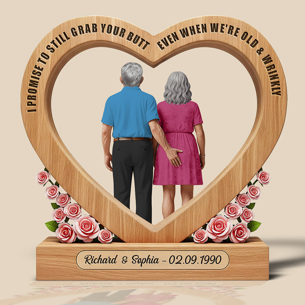 I Promise to Still Grab Your Butt - Personalized Old Couple Acrylic Plaque Shaped Plaques PopCulturePrints