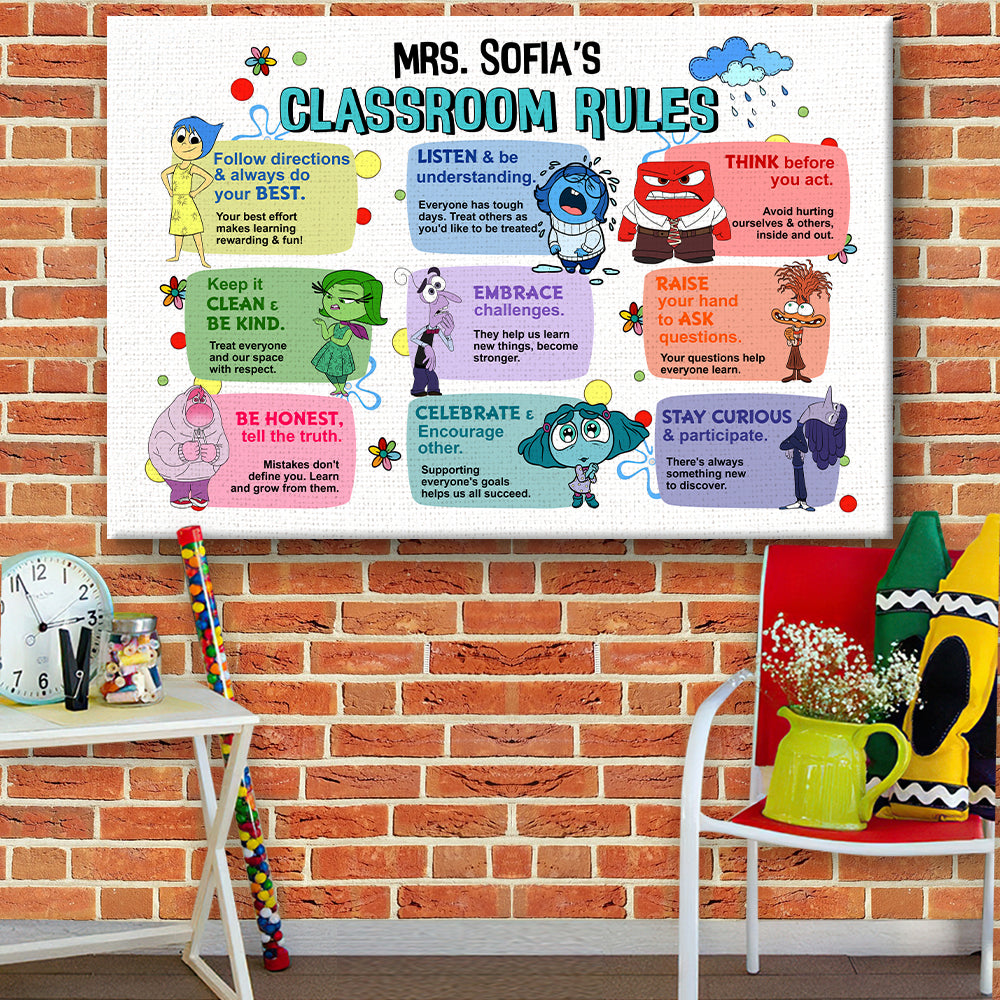 Personalized Classroom Rules Poster for Teachers - Custom Name Decor Poster & Canvas PopCulturePrints