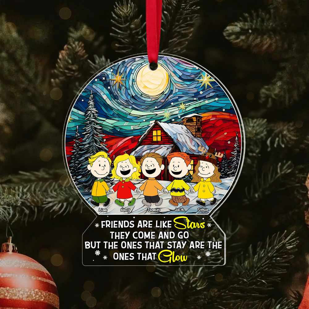 Personalized Christmas Star Friends Acrylic Ornament Ornament PopCulturePrints