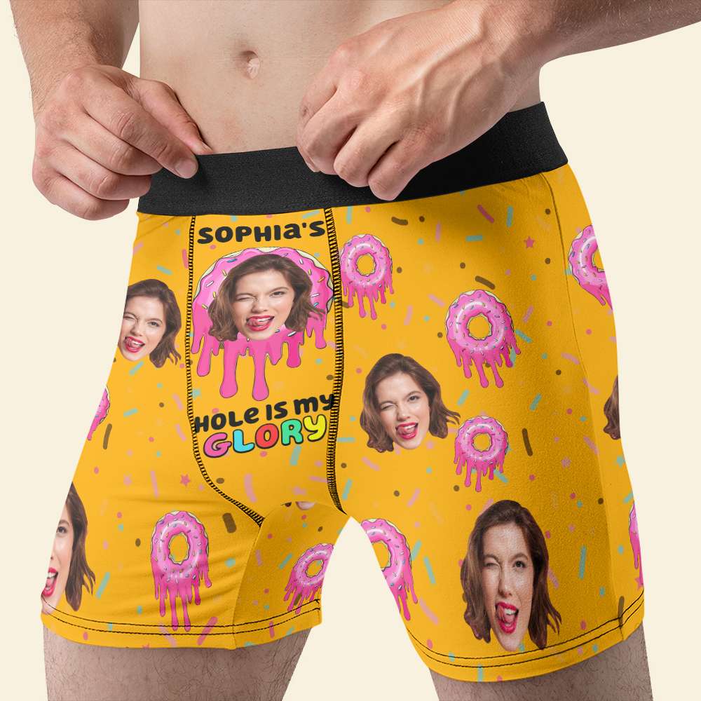 Personalized Donut Themed Men's Boxer Briefs - Custom Face Printing Underwear