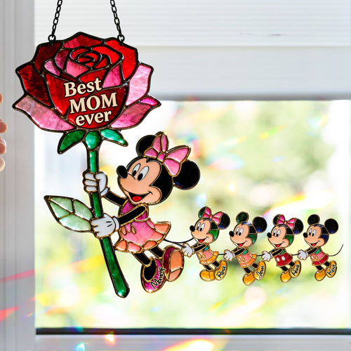 “Best MOM ever” - Personalized Mama’s Little Joys Suncatcher - Unique Gift for Mom and Grandma Ornament PopCulturePrints