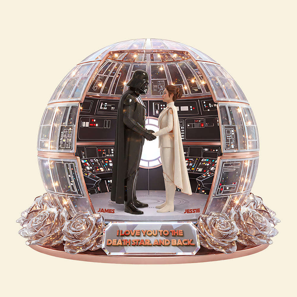 I Love You to the Death Star and Back - Cosmic Couple Acrylic Light Box - Personalized Gift for Couples Light Box PopCulturePrints