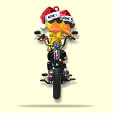 Load image into Gallery viewer, Personalized Duck Couple Christmas Ornament - Biker Theme
