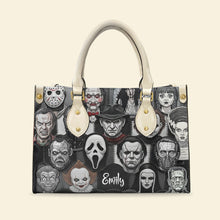 Load image into Gallery viewer, “Embrace the Dark Side” - Horror Patches Leather Bag, Custom Personalized Gifts for Horror Movie Enthusiasts Leather Bag PopCulturePrints
