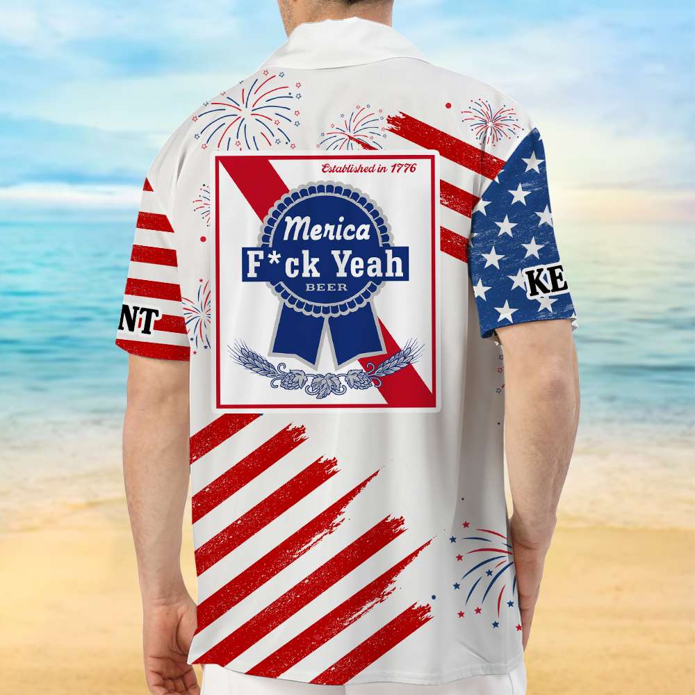 Personalized Patriotic Hawaiian Shirt for Dad Hawaiian Shirts PopCulturePrints