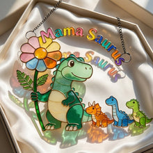 Load image into Gallery viewer, Mama-saurus &amp; Her Tiny Roar Crew Suncatcher - Unique Personalized Gift for Moms, Grandmas, and More! Ornament PopCulturePrints
