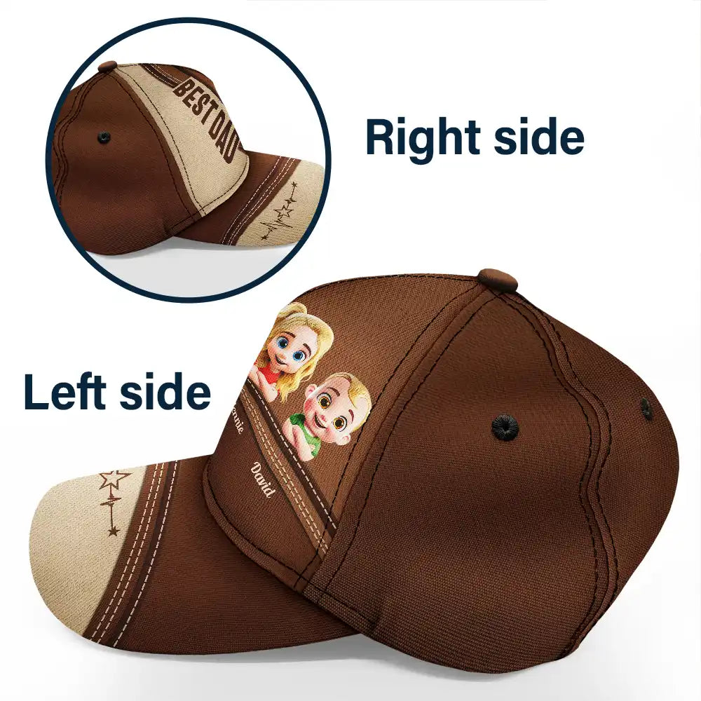 Best Dad Cap - Personalized Classic Cap with Cute Kids Design Classic Cap PopCulturePrints