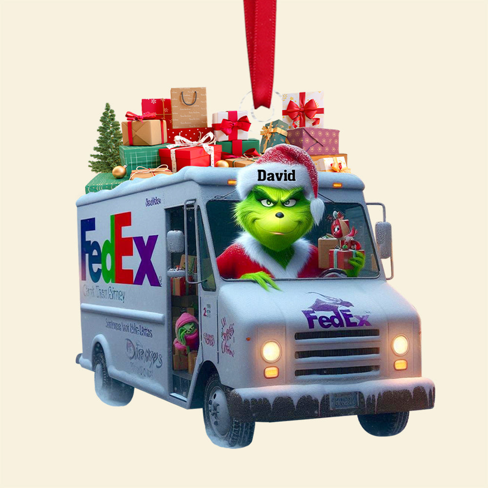 Personalized Christmas Ornament for Postal Workers - Grinch Theme Ornament PopCulturePrints