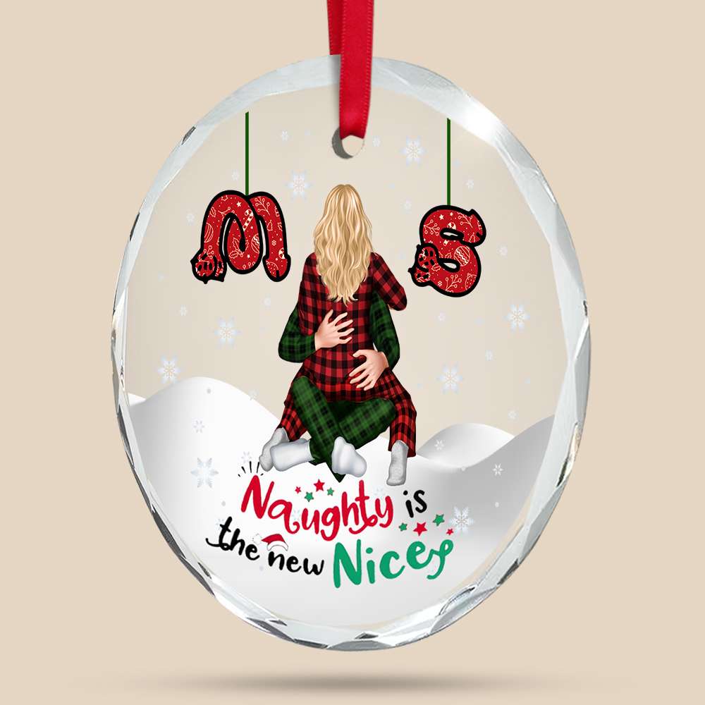 Personalized Christmas Couple Ornament - Naughty is the New Nice | Valentine's Day Gifts Ornament PopCulturePrints