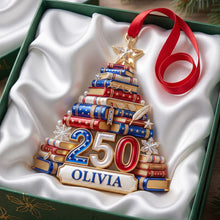Load image into Gallery viewer, Book Stack Christmas Tree Ornament - Personalized 250th Anniversary Gift For Book Lovers 02PGTN220826 Ornament PopCulturePrints
