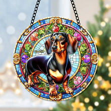 Load image into Gallery viewer, Personalized Dachshund Dog Christmas Suncatcher Ornament
