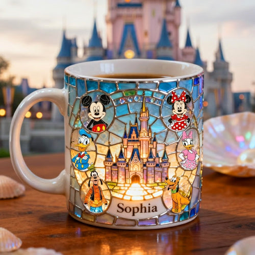 “Let Your Dreams Shine Bright!” Personalized Enchanted Castle Coffee Mug - Custom Gift for Disney Lovers, Kids, and Magical Occasions Coffee Mug PopCulturePrints