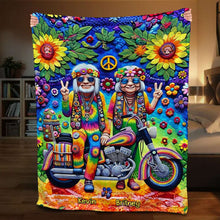 Load image into Gallery viewer, Personalized Hippie Couple Blanket Blanket PopCulturePrints
