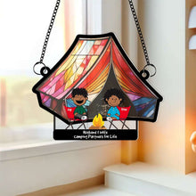 Load image into Gallery viewer, Personalized Camping Couple Suncatcher Ornament - Custom Gift for Couples Suncatcher PopCulturePrints
