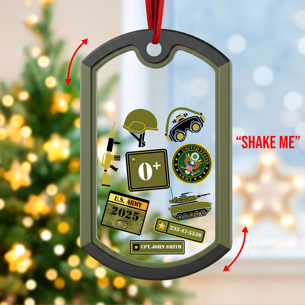 “Shake Me” - Military Pride Christmas Shaker Ornament - Personalized Custom Gifts for Soldiers, Veterans & Loved Ones Ornament PopCulturePrints