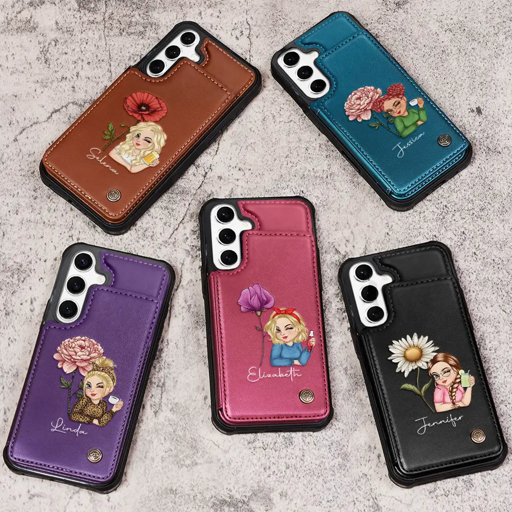 Bloom Where You're Planted - Personalized Leather Flip Wallet Phone Case Leather Flip Wallet Phone Case PopCulturePrints