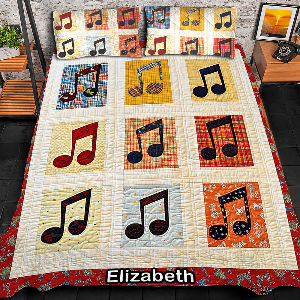 Personalized Musical Notes Quilt Bedding Set for Music Lovers Blanket PopCulturePrints