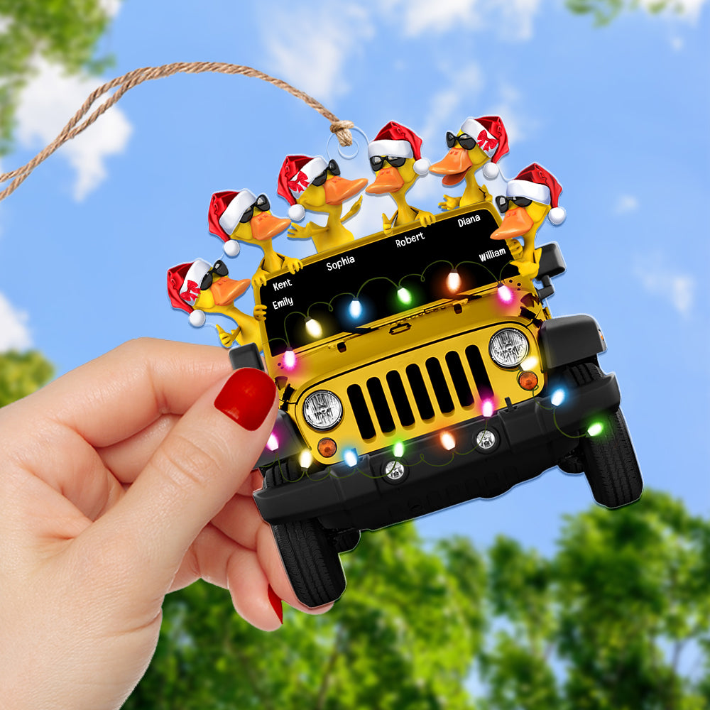 Personalized Christmas Duck Ornament for Off-road Car Lovers, Family and Couples