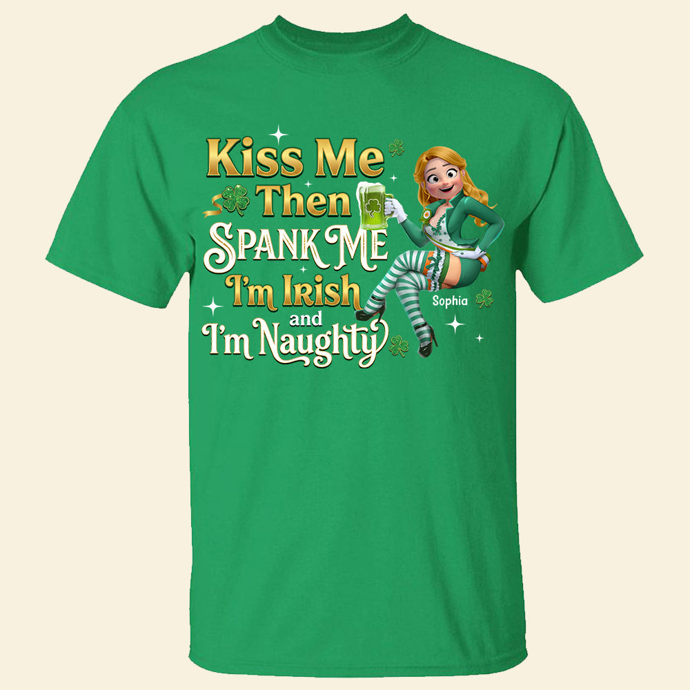 Kiss Me Then Spank Me – Personalized St. Patrick’s Day Drinking Shirt for Women Shirts PopCulturePrints