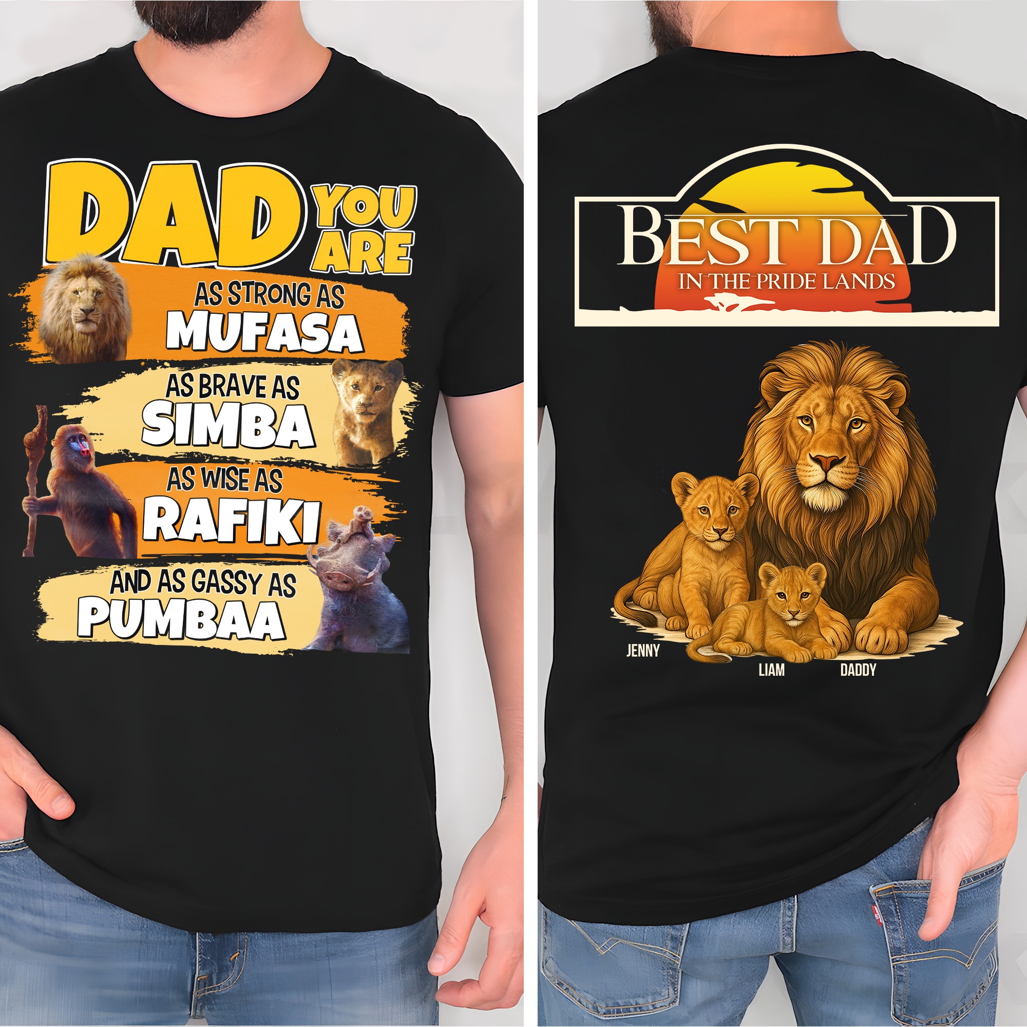 Best Dad in the Pride Lands - Personalized Lion Dad Shirt for Father’s Day Gifts Shirts PopCulturePrints