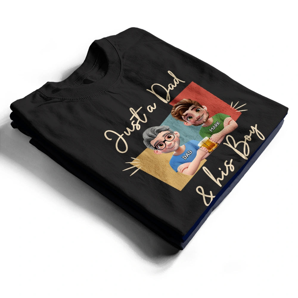 Just A Dad And His Girl 3D Effect - Personalized T-Shirt for Dads and Grandpas T-shirt PopCulturePrints