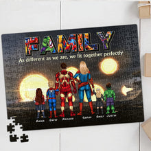Load image into Gallery viewer, Personalized Superhero Family Jigsaw Puzzle - We Fit Together Perfectly Wood Sign PopCulturePrints
