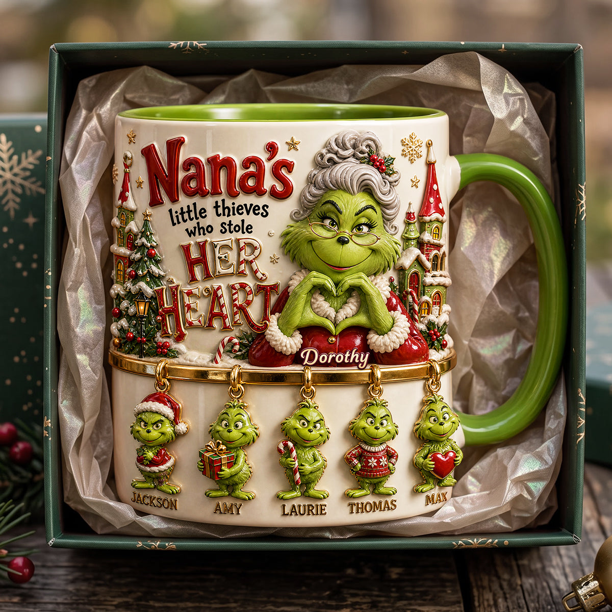 Nana's Little Thieves Who Stole Her Heart - Personalized Grandma Holiday Christmas Coffee Mug Coffee Mug PopCulturePrints