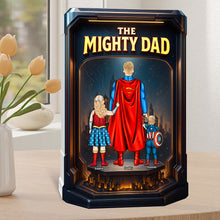 Load image into Gallery viewer, The Mighty Dad - &#39;A Hero in Our Eyes&#39; - Personalized Acrylic Plaque Gift for Dad, Grandpa &amp; Father Figures Shaped Plaques PopCulturePrints
