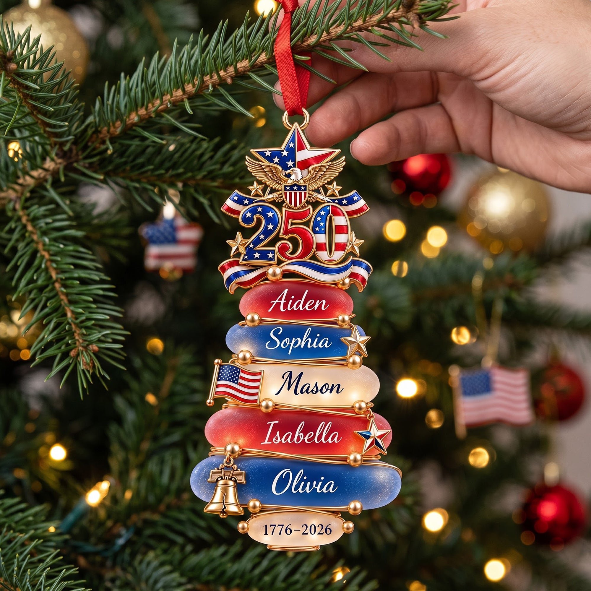 Celebrate Family Tradition - Personalized Patriot Family Acrylic Ornament Ornament PopCulturePrints
