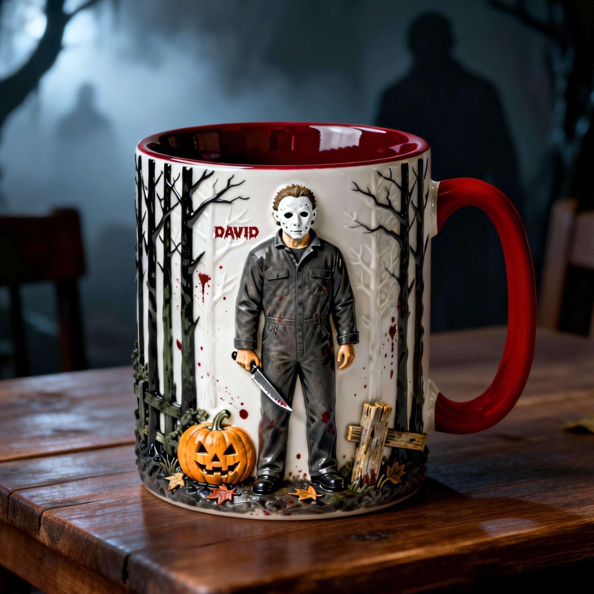 "Face Your Fears with Every Sip" - Scary Villain Accent Mug - Personalized Gift for Horror Fans Coffee Mug PopCulturePrints