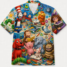 Load image into Gallery viewer, “Celebrate Learning with Joy!” - Back to School Book Character Hawaiian Shirt - Personalized Gifts for Teachers
