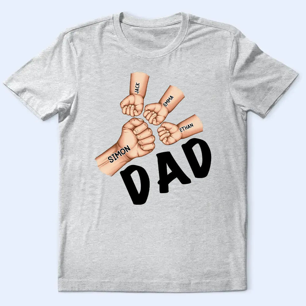 Dad's Fist Punch - Personalized T-Shirt for Fathers T-shirt PopCulturePrints