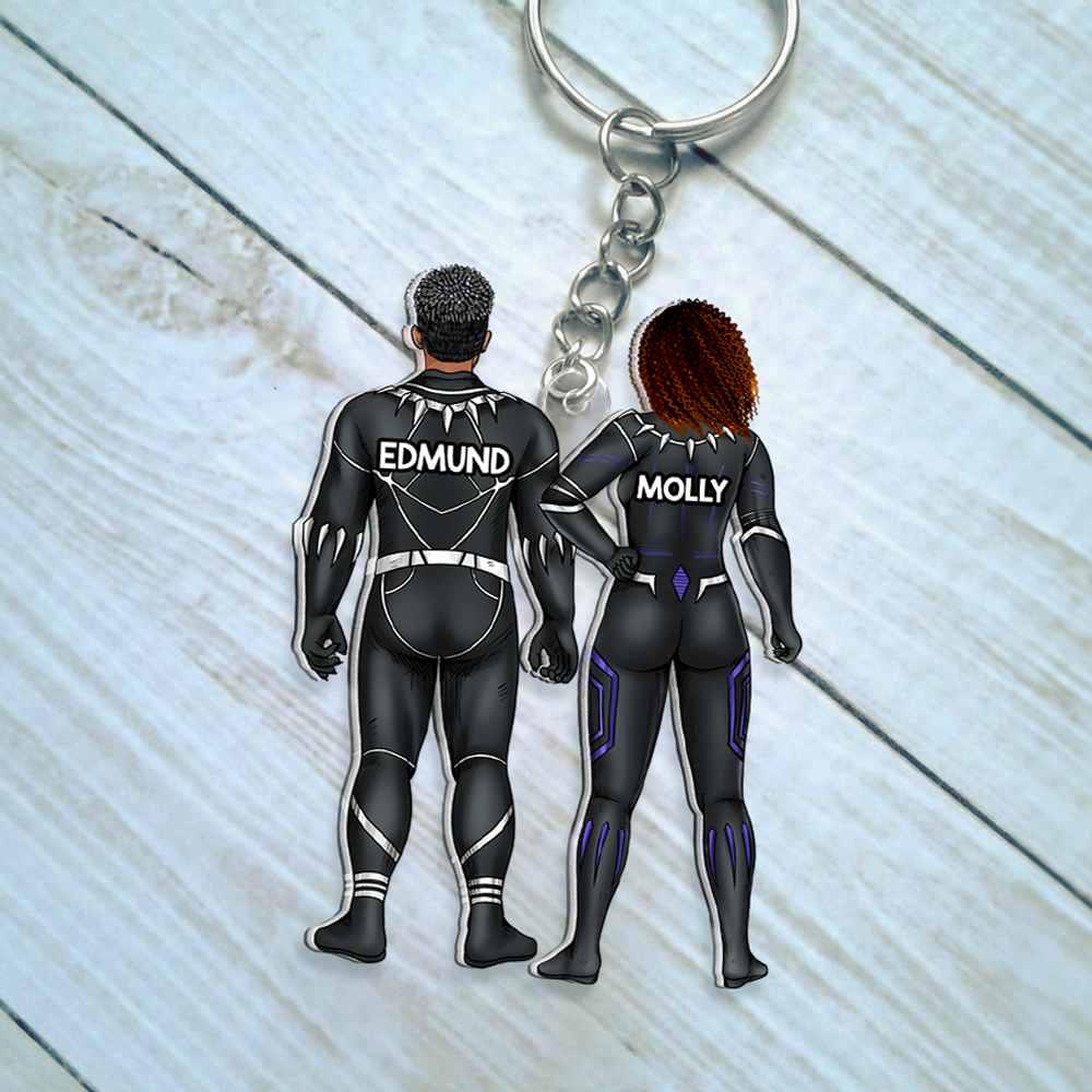 Personalized Superhero Couple Keychain Keychains PopCulturePrints