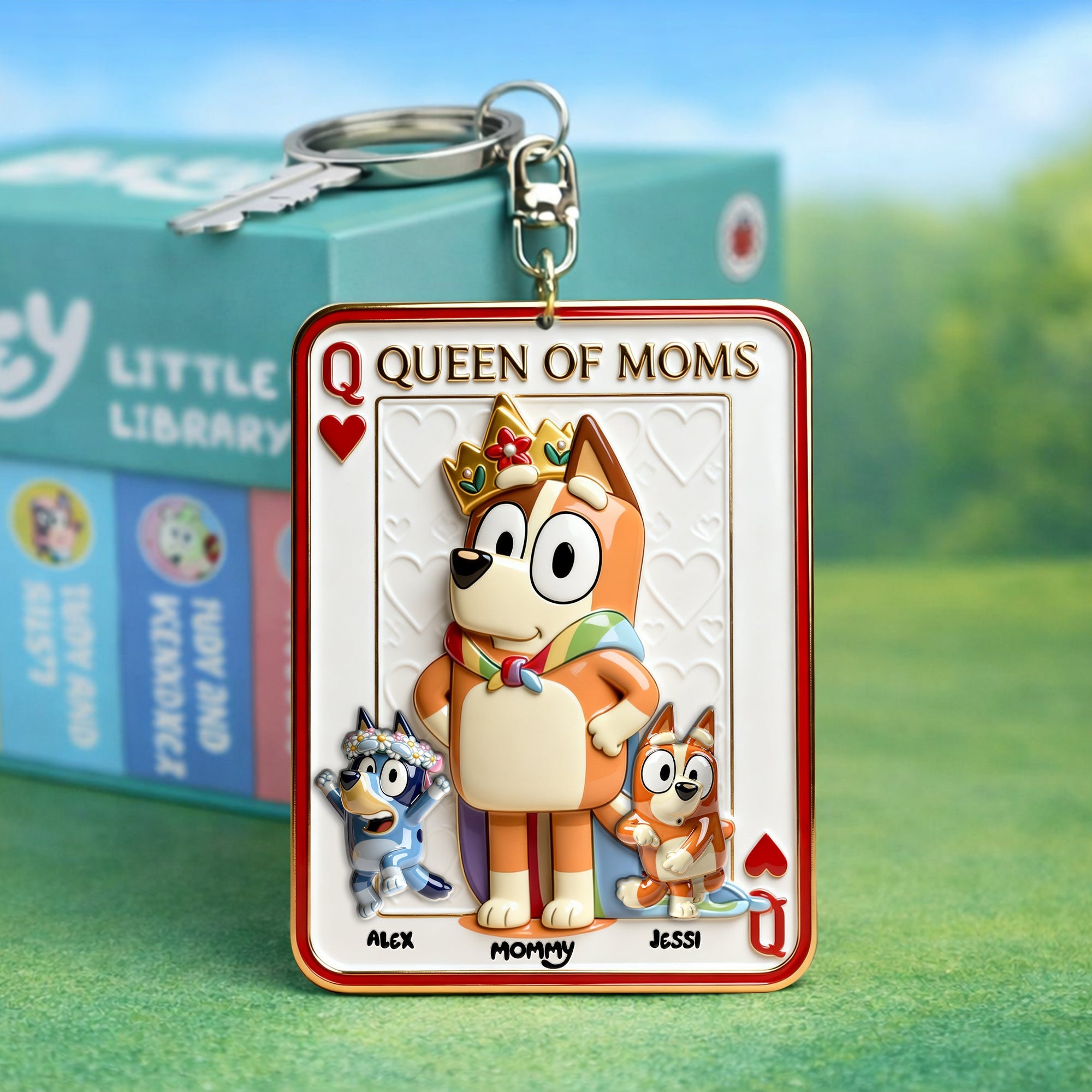 Queen of Moms Keychain - Personalized Gift for Moms and Grandmas Keychains PopCulturePrints