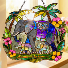 Load image into Gallery viewer, Mama and Her Peanuts - Personalized Elephant Suncatcher Ornament for Mother's Day Ornament PopCulturePrints
