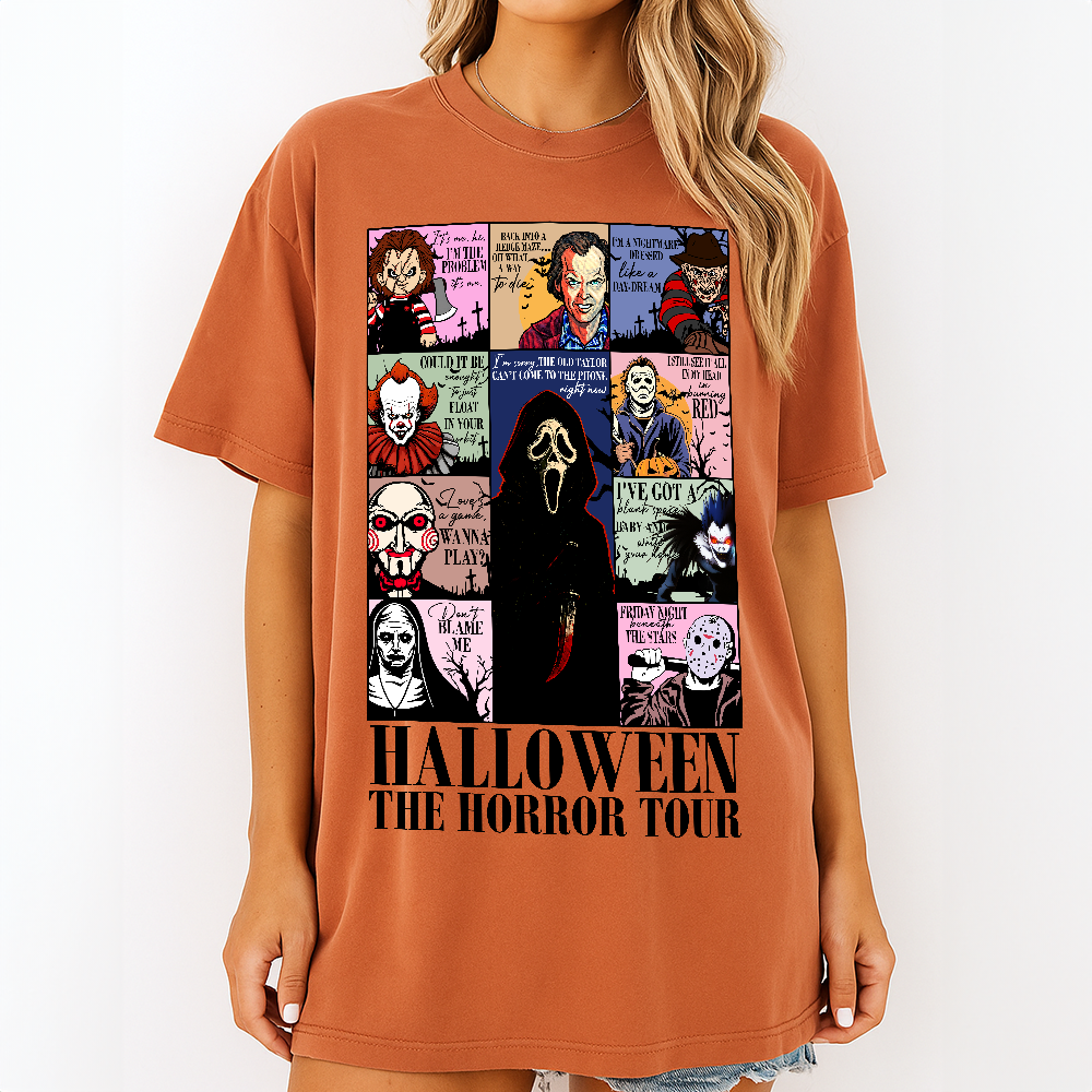 "Embrace the Scares!" - Customizable Horror Tour Shirt - Perfect Gift for Horror Movie Fans & Collectors Shirts PopCulturePrints