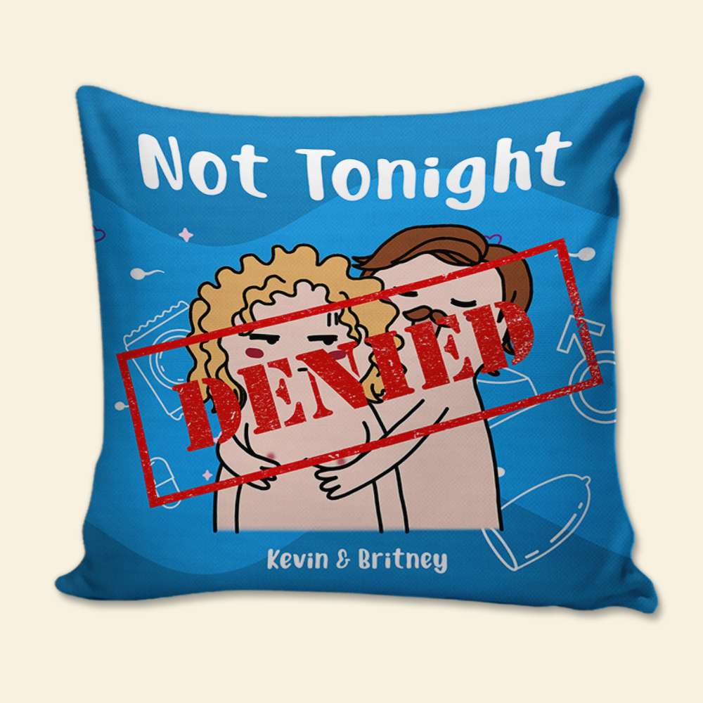 Tonight/Not Tonight Personalized Couple Pillow Set