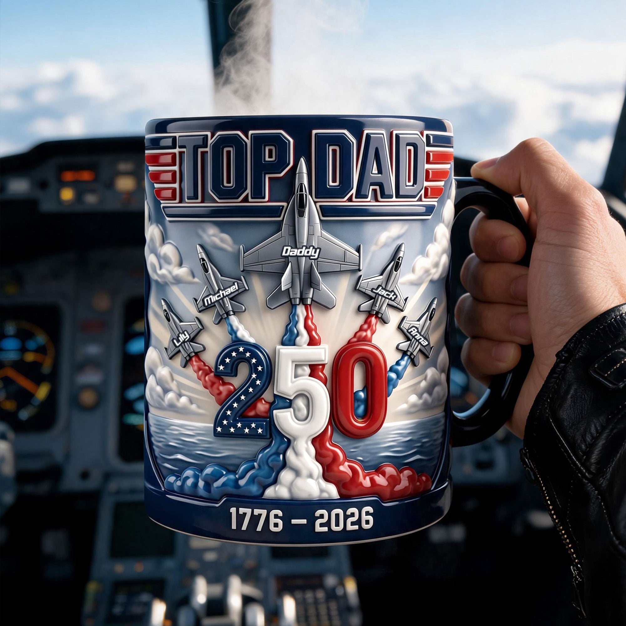 “Top Dad: Proud American Pilot” - Personalized Magic Mug for Dad and Grandpa Coffee Mug PopCulturePrints