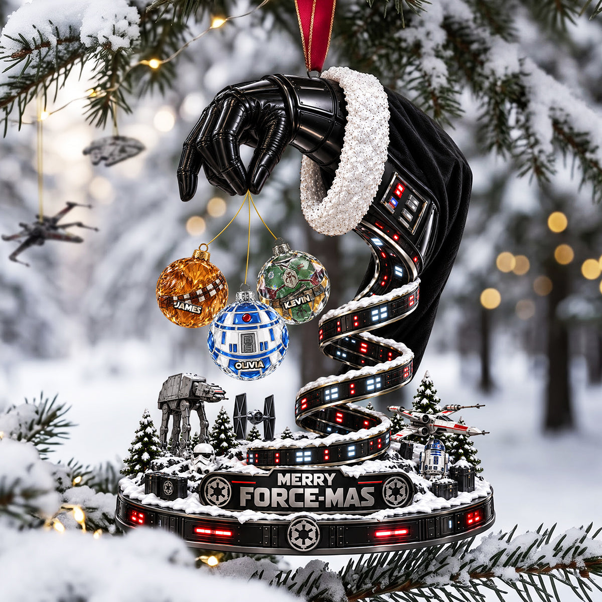 “Celebrate the Force this Christmas!” - Merry Space-mas Christmas Ornament, Personalized Gift for Star Wars Fans