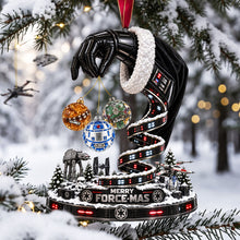 Load image into Gallery viewer, “Celebrate the Force this Christmas!” - Merry Space-mas Christmas Ornament, Personalized Gift for Star Wars Fans
