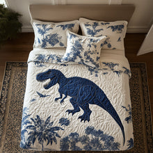 Load image into Gallery viewer, “Unleash the Roar of Comfort!” - Roaring T-rex Quilt Bed Set - Personalized Gift for Dinosaur Lovers Blanket PopCulturePrints
