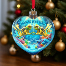 Load image into Gallery viewer, Diving Together - Personalized Green Scuba Diving Couple Ornament Ornament PopCulturePrints
