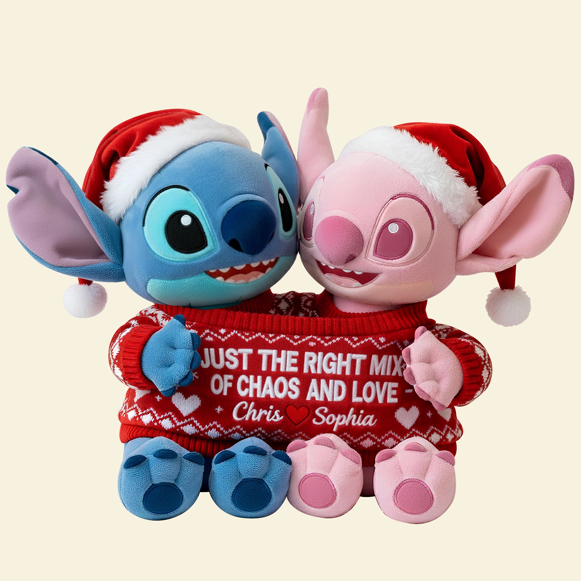 Just the Right Mix of Chaos and Love - Personalized Cute Sweater Shaped Pillow for Couples Pillow PopCulturePrints