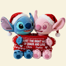 Load image into Gallery viewer, Just the Right Mix of Chaos and Love - Personalized Cute Sweater Shaped Pillow for Couples Pillow PopCulturePrints
