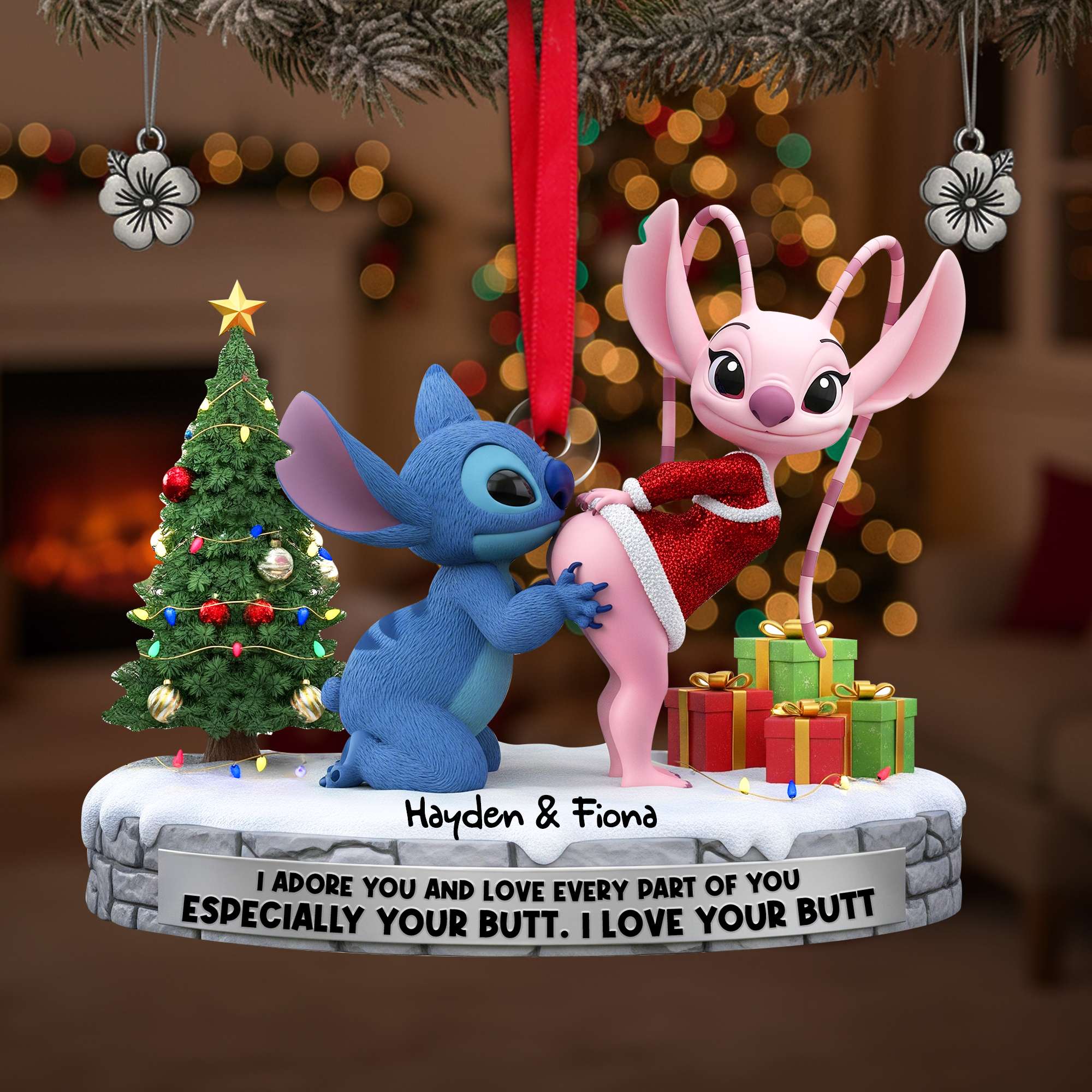 I Adore You - Personalized Christmas Couple Ornament Ornament PopCulturePrints