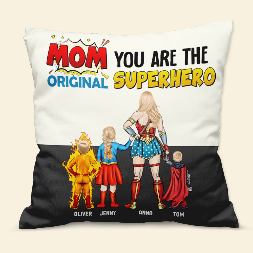 Superhero Mom Personalized Pillow - Custom Gift for Mother's Day Pillow PopCulturePrints