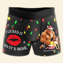 Load image into Gallery viewer, “I Licked It, So It's Mine” - Fun-Loving Couples Christmas Boxers - Personalized Gifts for Him Boxer Briefs PopCulturePrints
